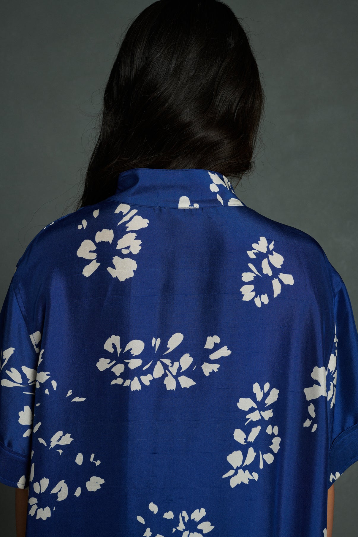 Robe Andora - Bleu/Écru - Soie - Femme vue 4